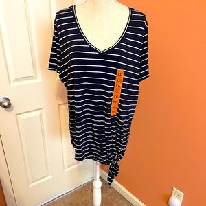 Matty M Navy Striped front side tying shirt in size XXL.